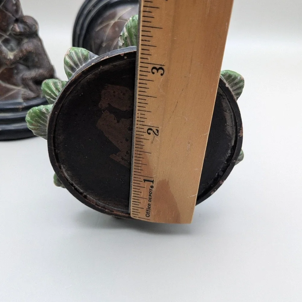 Vintage Style Monkey Palm Tree‎ Coconuts Pillar Candle Stands Holders - Set of 2